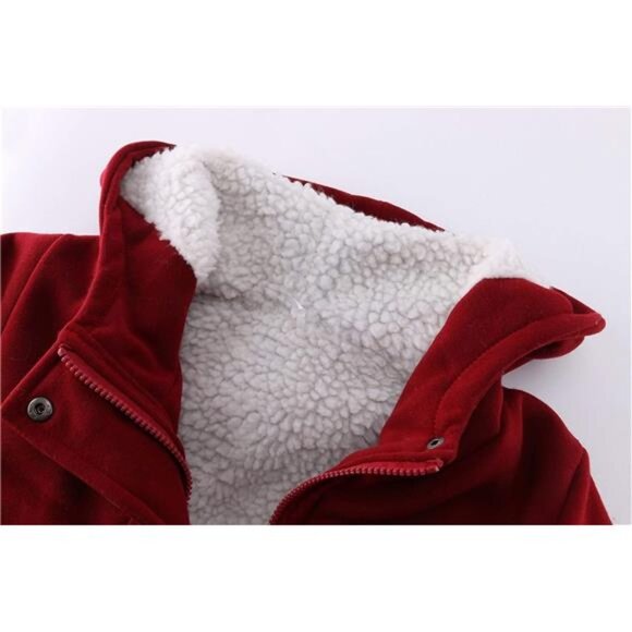 JiangWu Womens Fashion Horn Button Fleece Thicken Coat with Hood Winter Warm - Picture 9 of 12